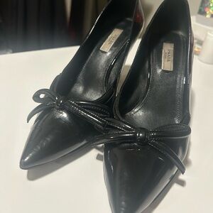 Prada Black Patent Leather heels with Bow
